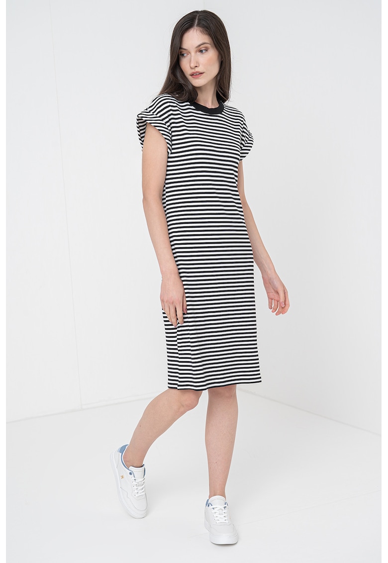 Rochie-tricou scurta - Alb/Negru