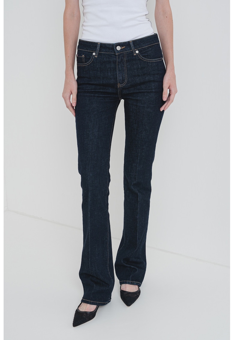 Blugi bootcut cu cusaturi contrastante - Bleumarin
