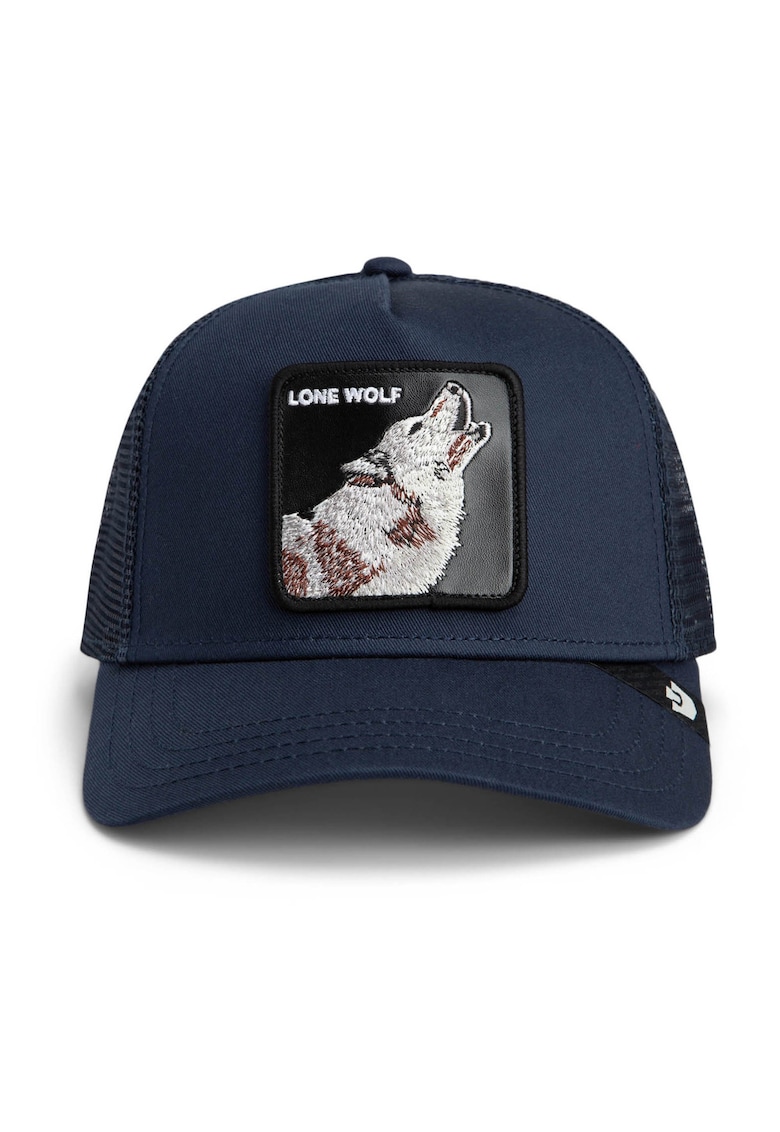 Sapca trucker unisex cu aplicatie frontala - Negru/Bleumarin