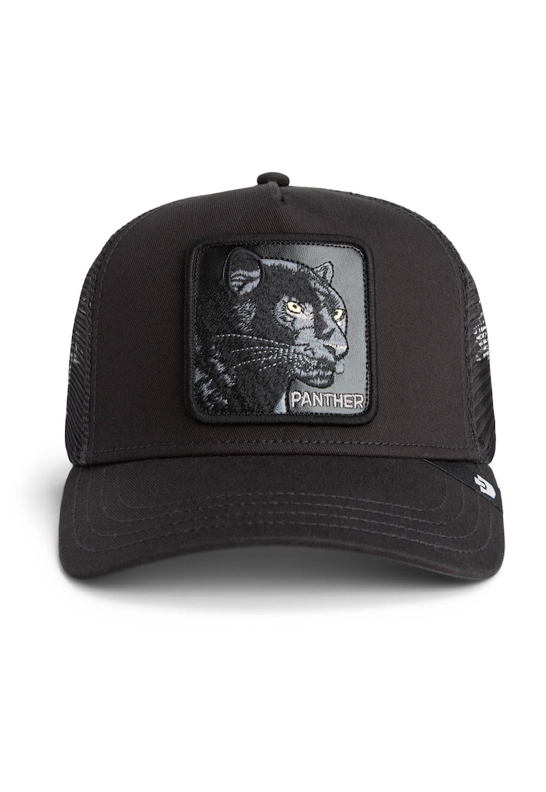 Sapca trucker unisex cu aplicatie frontala - Negru/Gri carbune/Crem
