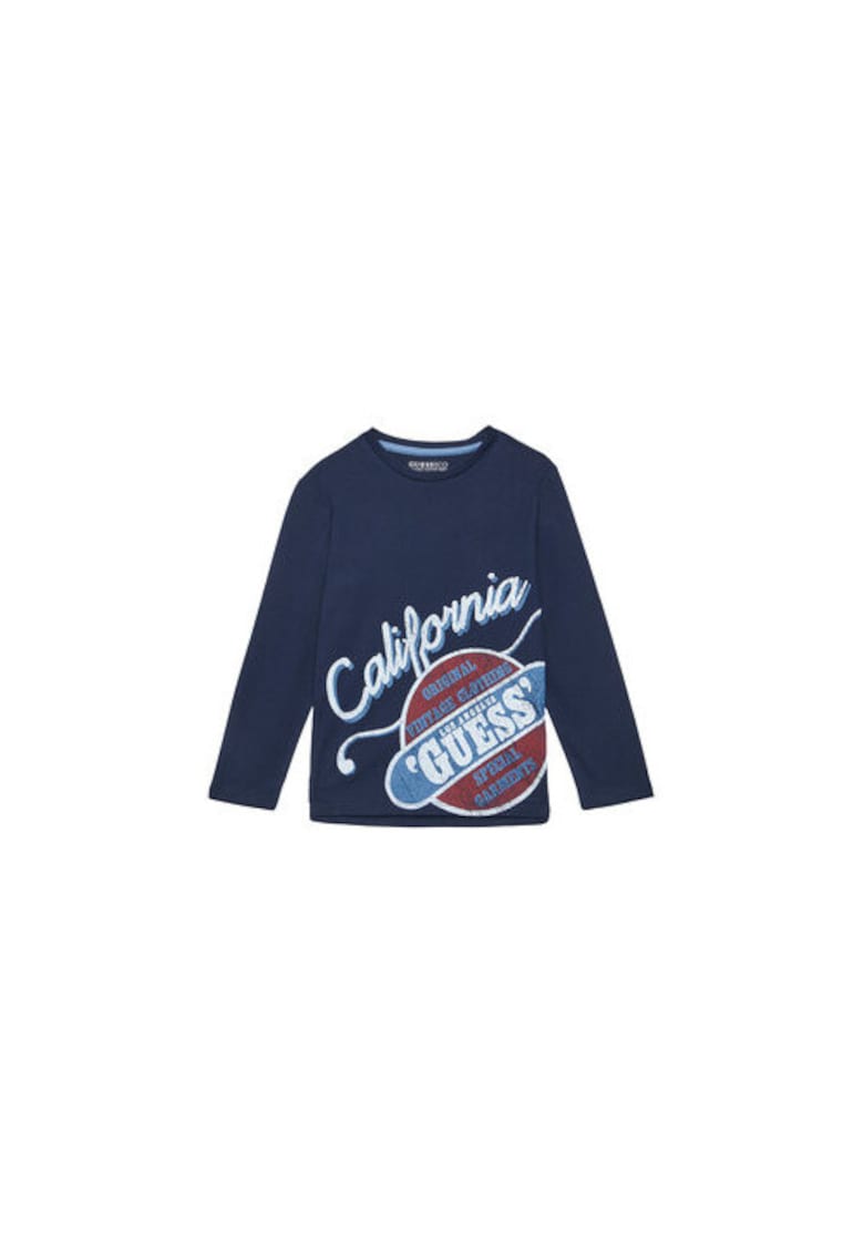 Bluza din bumbac organic cu maneci lungi si model logo