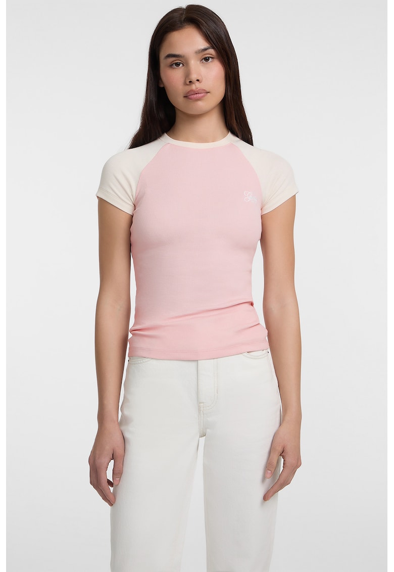 Tricou uni din amestec de bumbac - Roz deschis