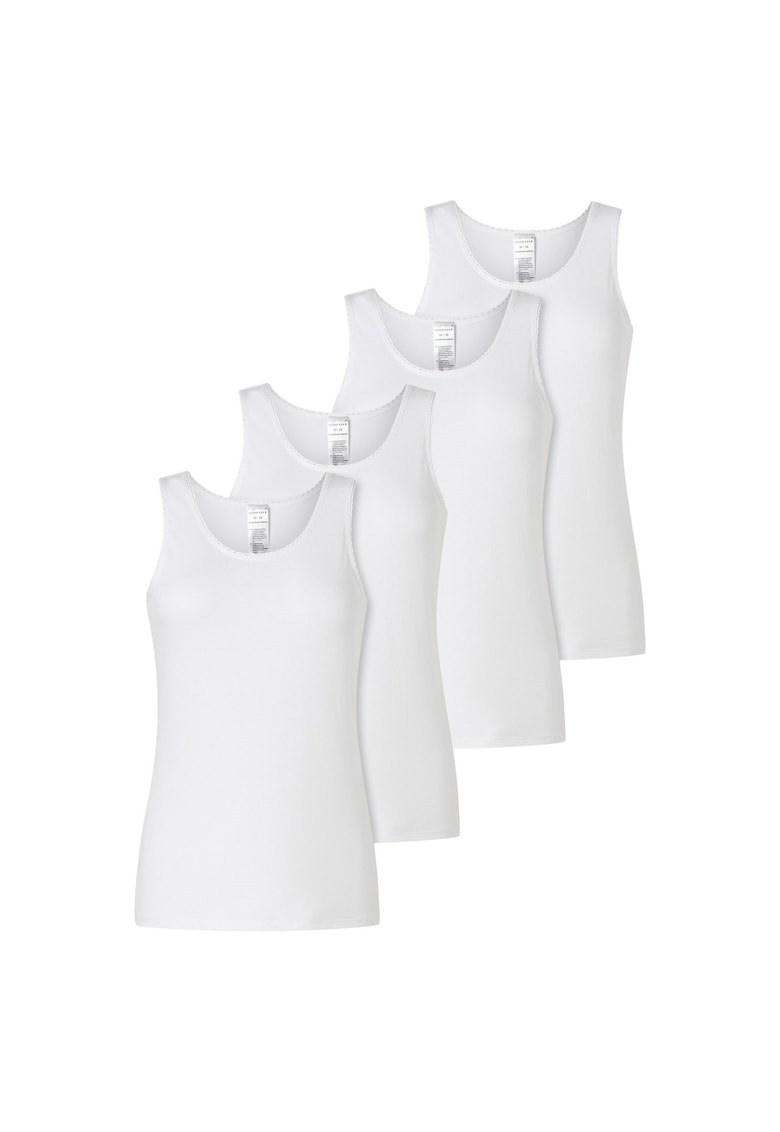 Set de top-uri cu model uni - 4 piese - Alb