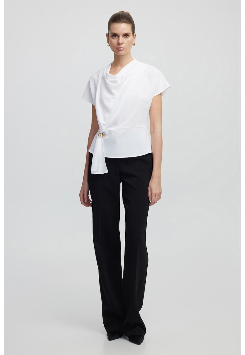 Bluza slim-fit cu decolteu rotund - Alb