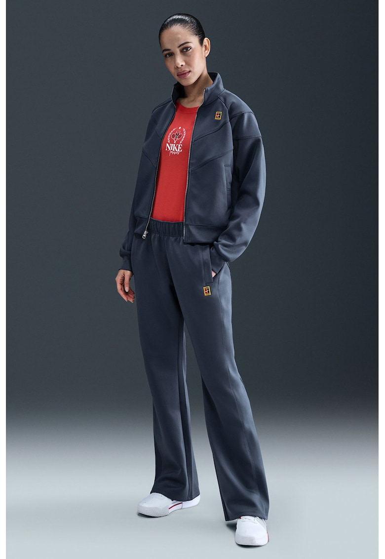 Pantaloni cu talie medie si logo - pentru tenis - Gri carbune