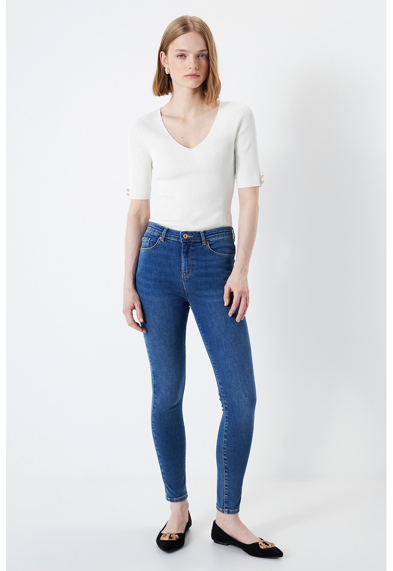 Blugi crop skinny - Albastru pastel