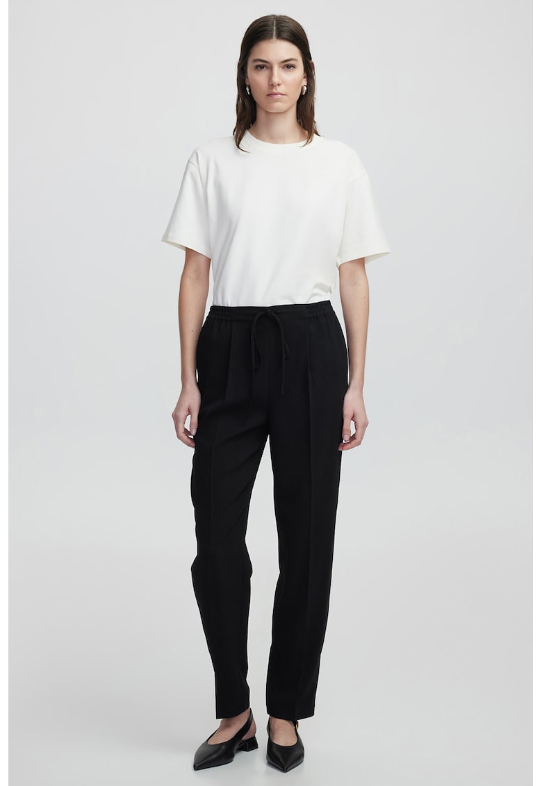 Pantaloni cu snur si pensa - Negru