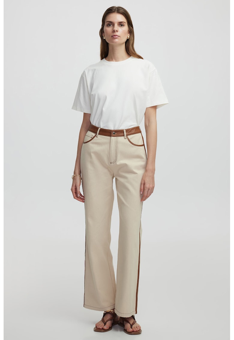 Pantaloni drepti cu buzunare - Maro/Bej