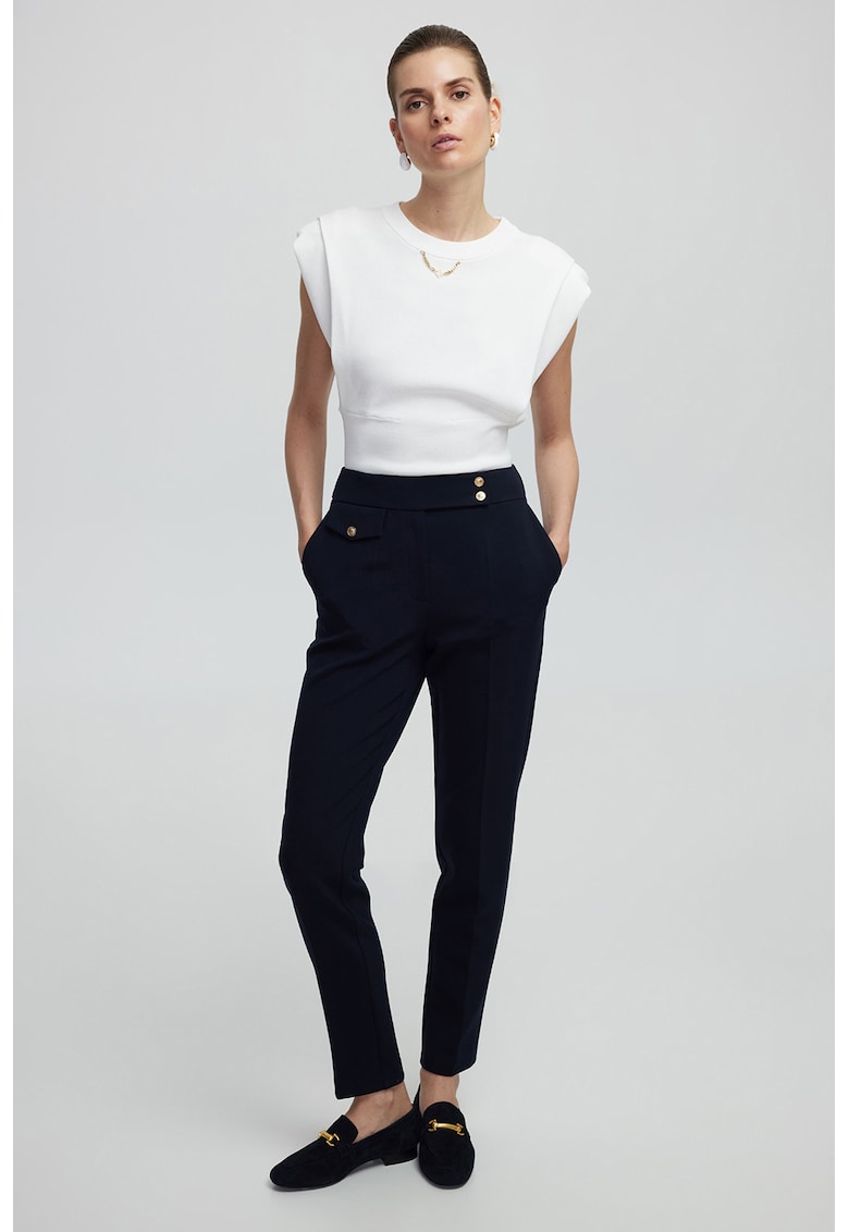 Pantaloni slim fit cu pensa - Albastru ultramarin