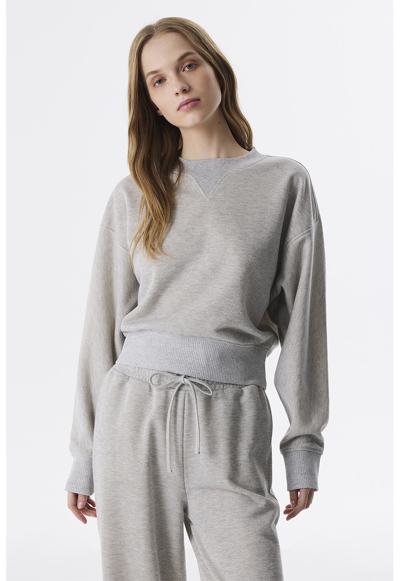 Bluza de trening din amestec de bumbac cu maneci cazute - Gri