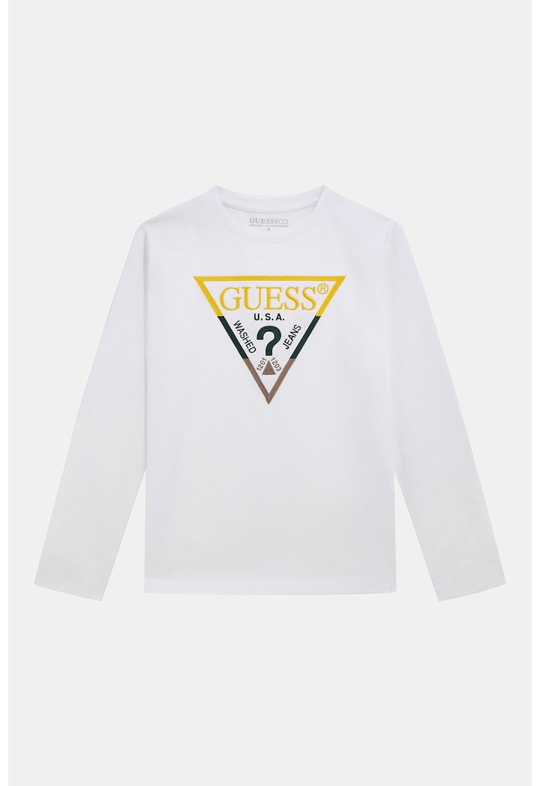 Bluza de bumbac cu logo brodat - Negru/Galben sofran/Alb optic