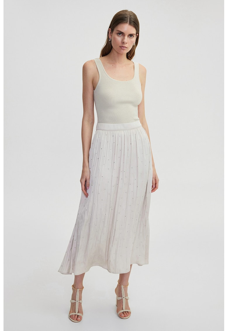 Rochie cu buzunare si strasuri - Bej deschis