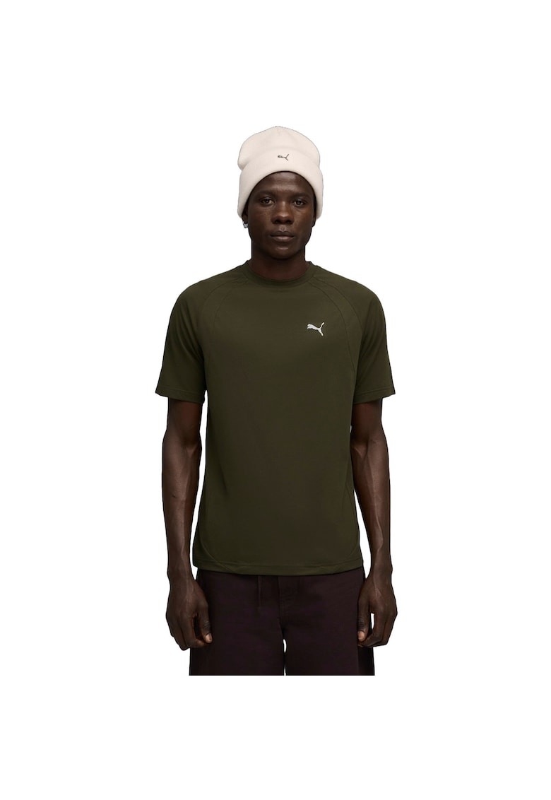 Tricou cu decolteu la baza gatului si logo Evostripe - Verde