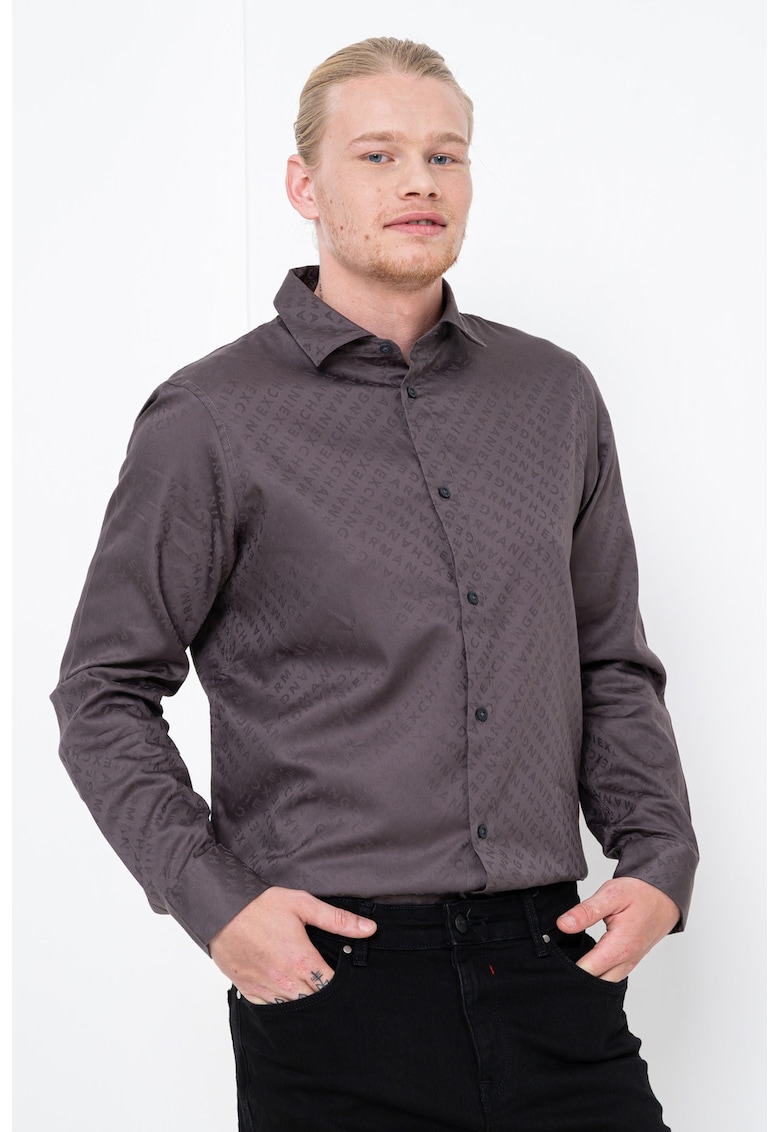 Camasa cu model logo - Gri inchis