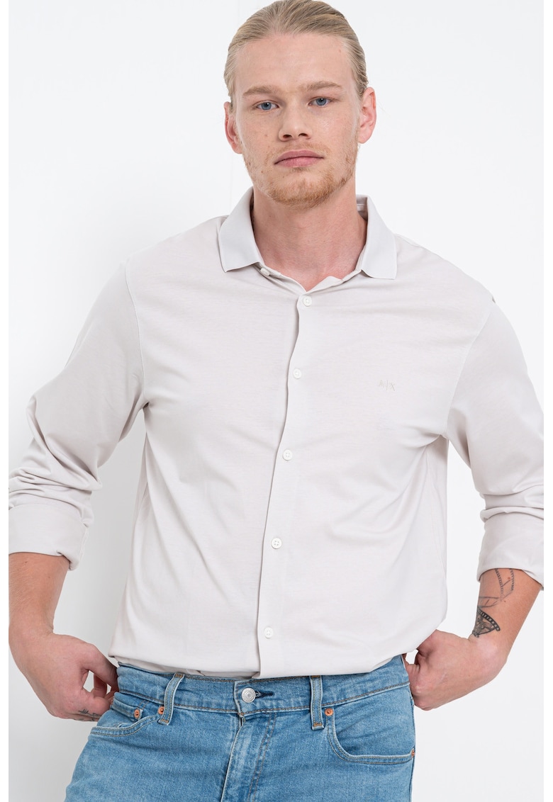 Camasa relaxed fit de bumbac - Grej
