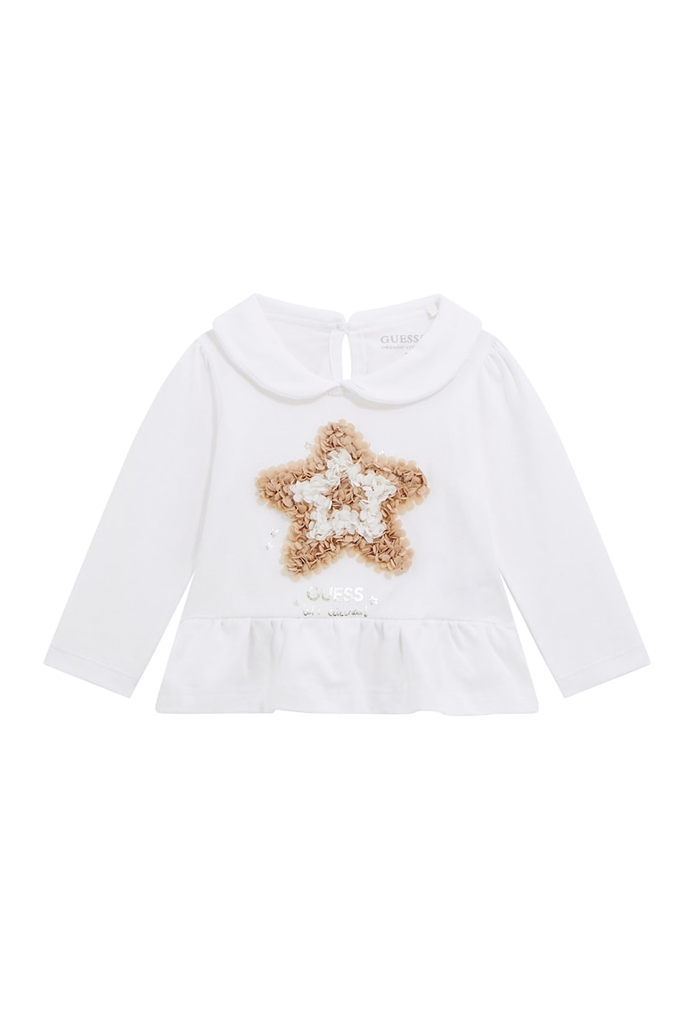 Bluza cu aplicatii - Maro deschis/Alb optic