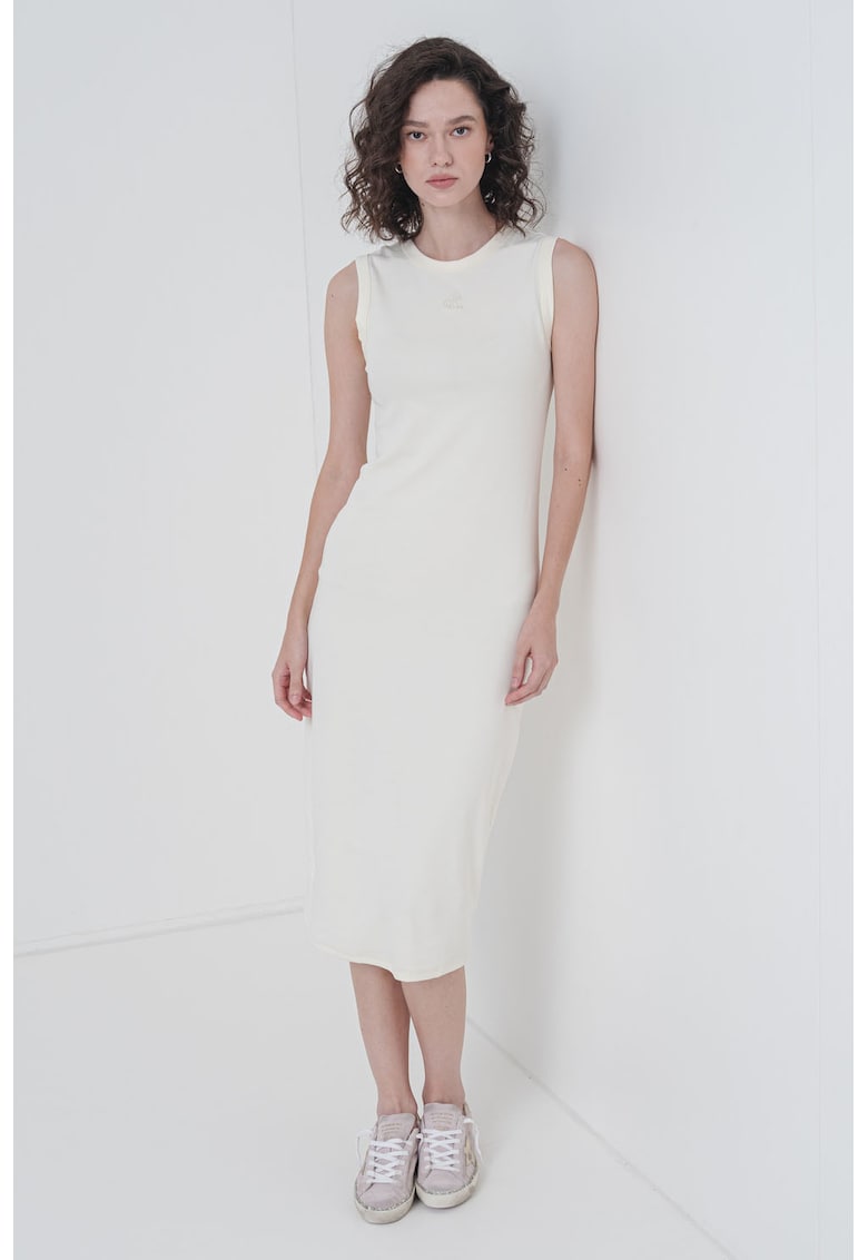 Rochie midi cu decolteu la baza gatului - Galben pal