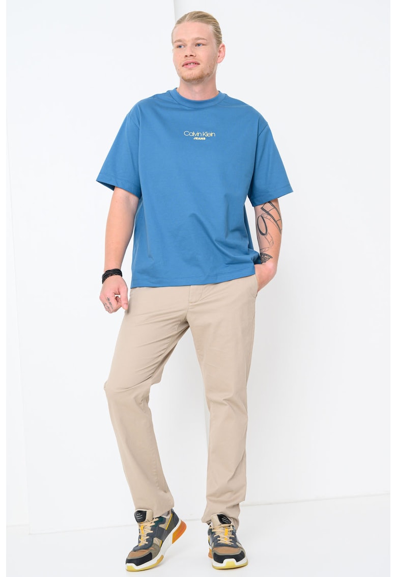 Tricou lejer cu imprimeu logo - Albastru deschis