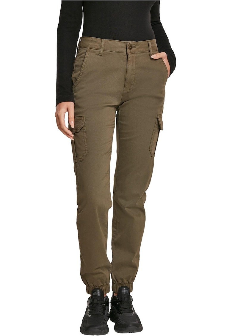 Pantaloni cargo cu talie medie - Verde feriga