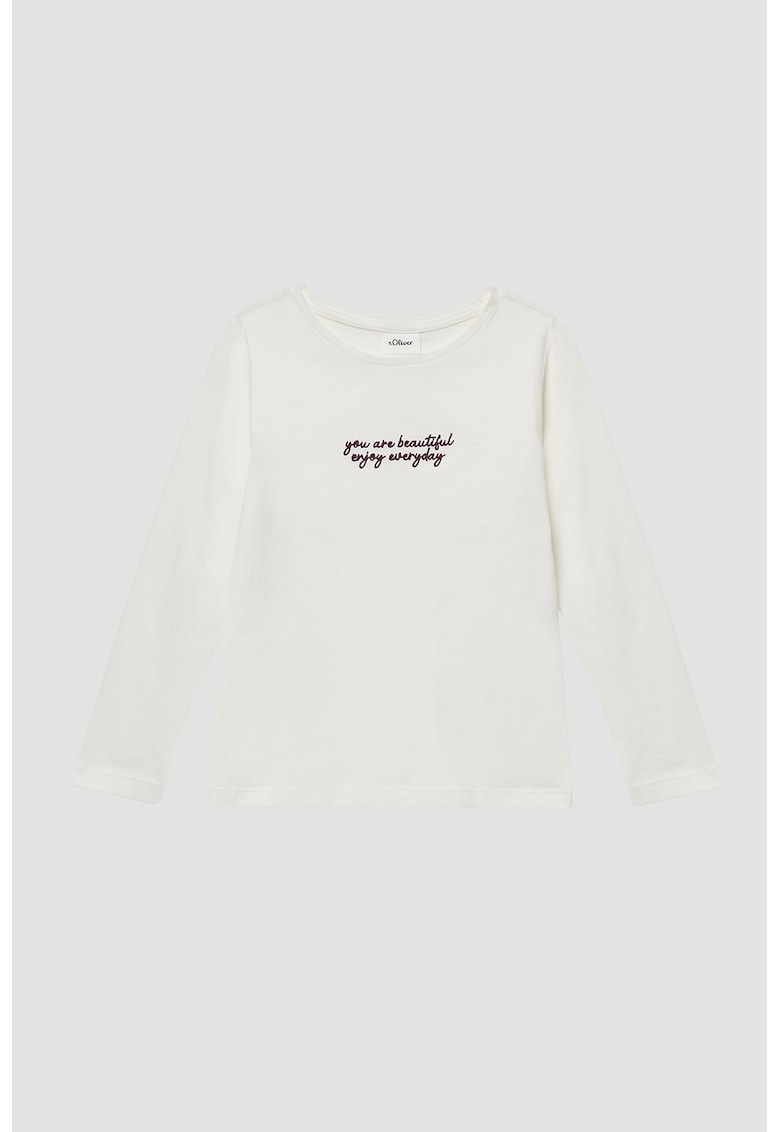 Bluza cu mesaj text brodat - Alb murdar