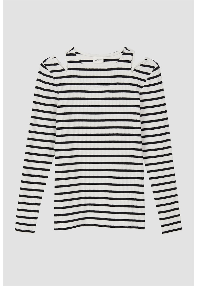 Bluza slim-fit cu decupaje - Alb/Negru