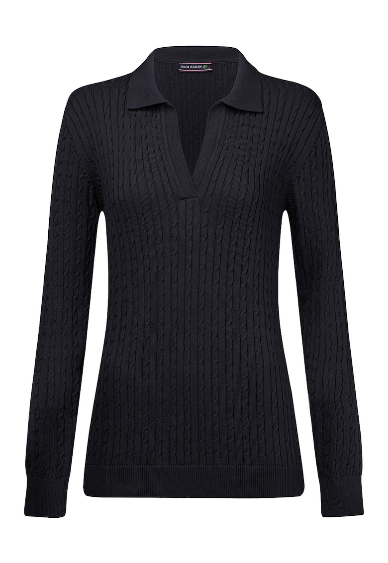 Pulover slim-fit cu model torsade - Albastru ultramarin
