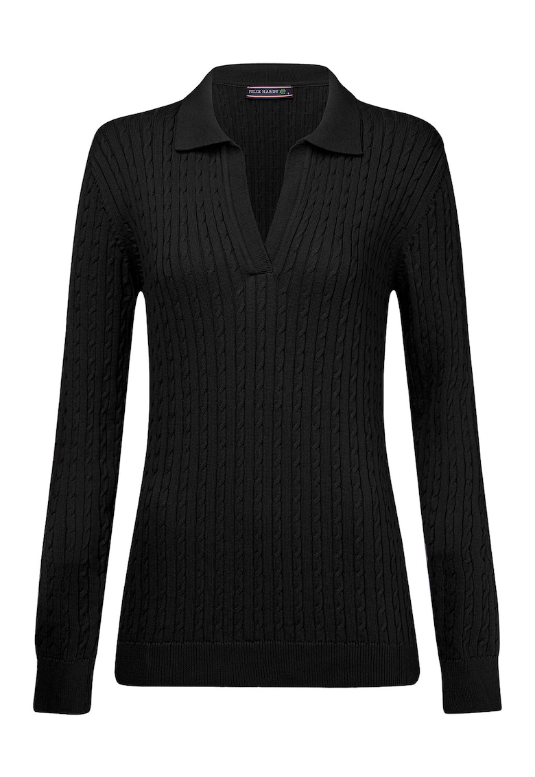 Pulover slim-fit cu model torsade - Negru