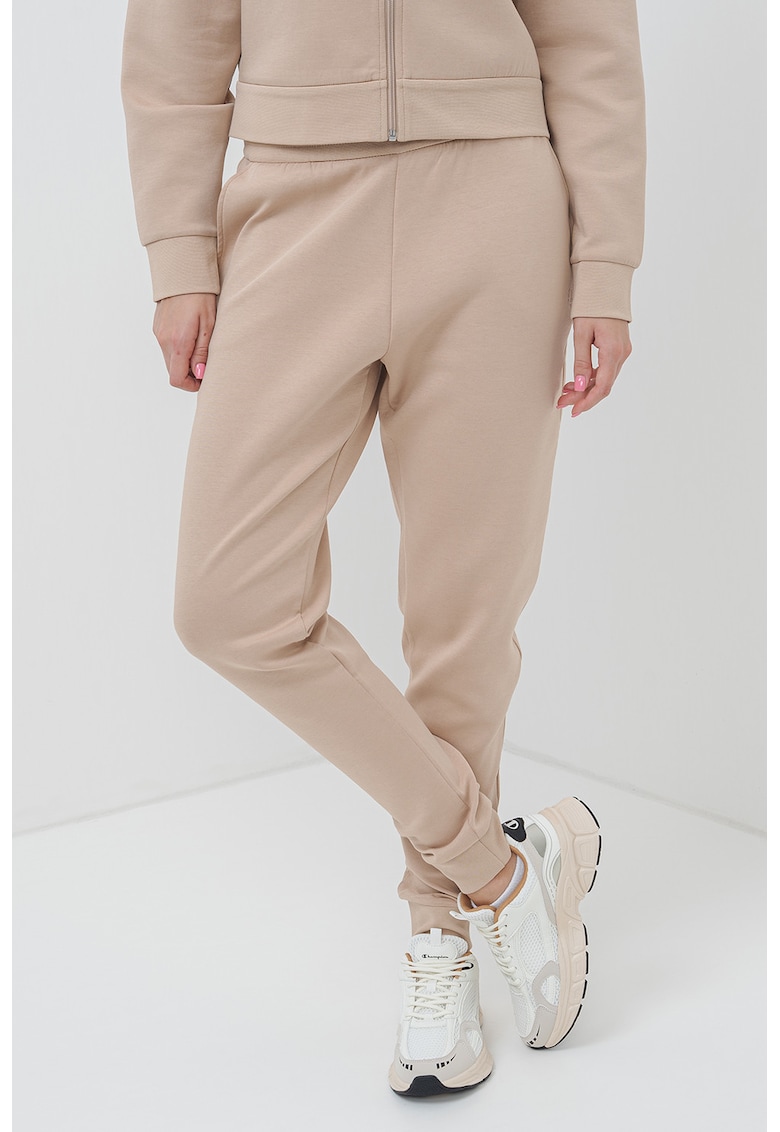 Pantaloni de trening cu croiala conica si snur - Maro deschis