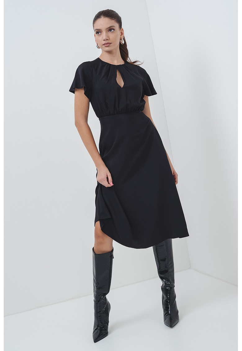 Rochie midi cu maneci scurte - Negru
