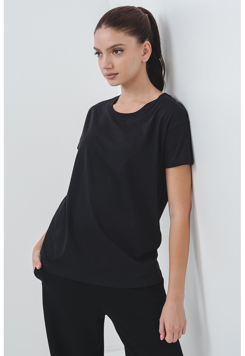 Tricou lejer din bumbac - Negru