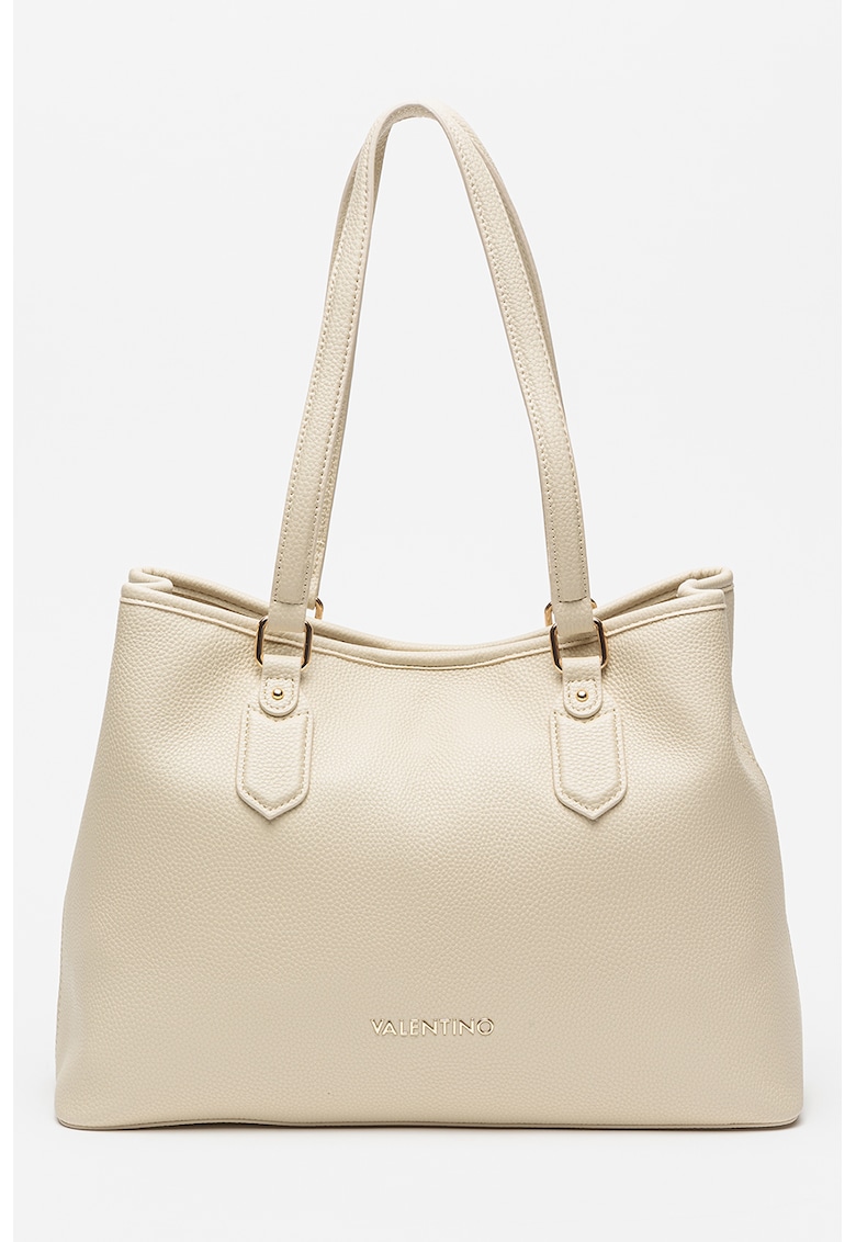 Geanta shopper de piele ecologica Brixton - Alb fildes