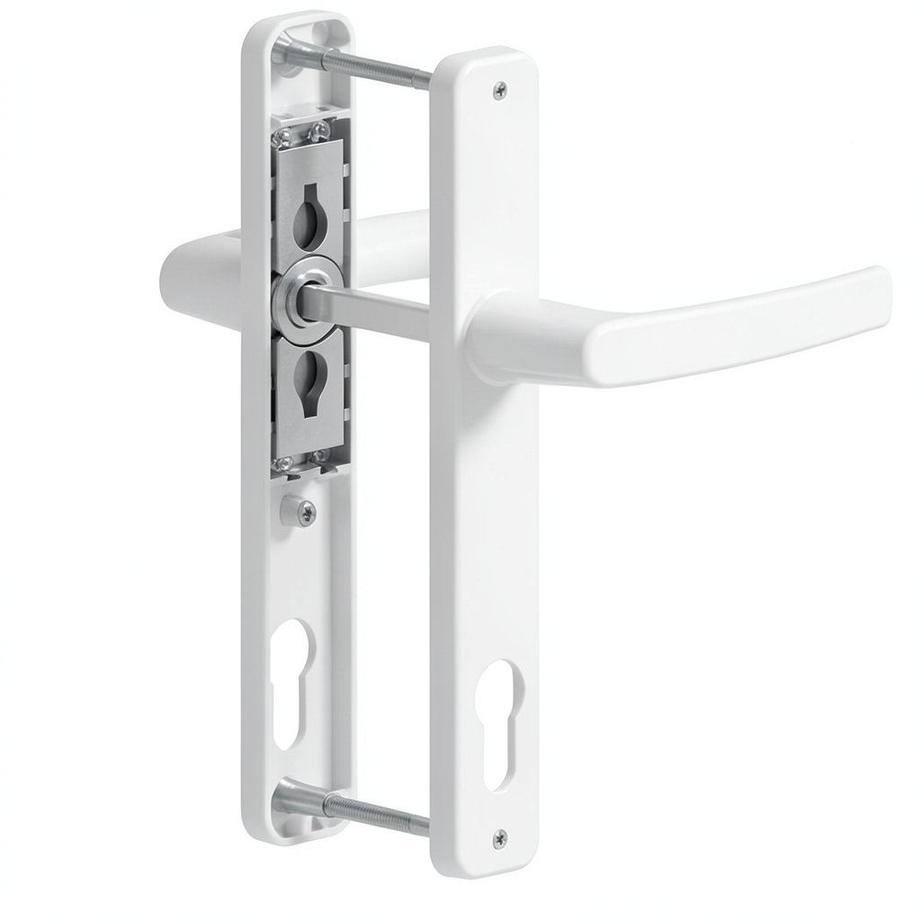 Maner usa PVC cu sild, aluminiu, alb RAL 9016, 195 x 92 x 32 mm