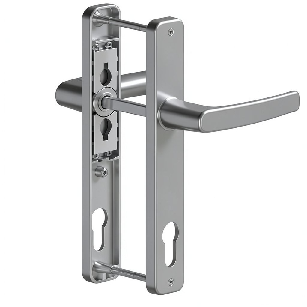 Maner usa PVC cu sild, aluminiu, argintiu, 195 x 92 x 32 mm
