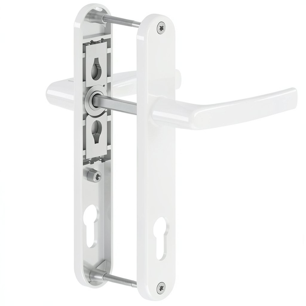 Maner usa PVC cu sild, aluminiu, alb RAL 9016, 195 x 85 x 35 mm