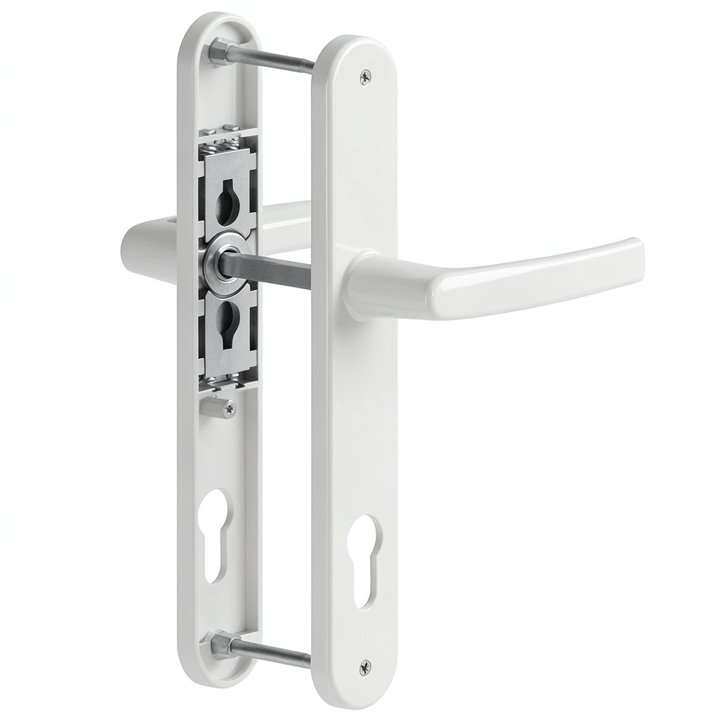Maner usa PVC cu sild, aluminiu, alb RAL 9016, 195 x 92 x 35 mm