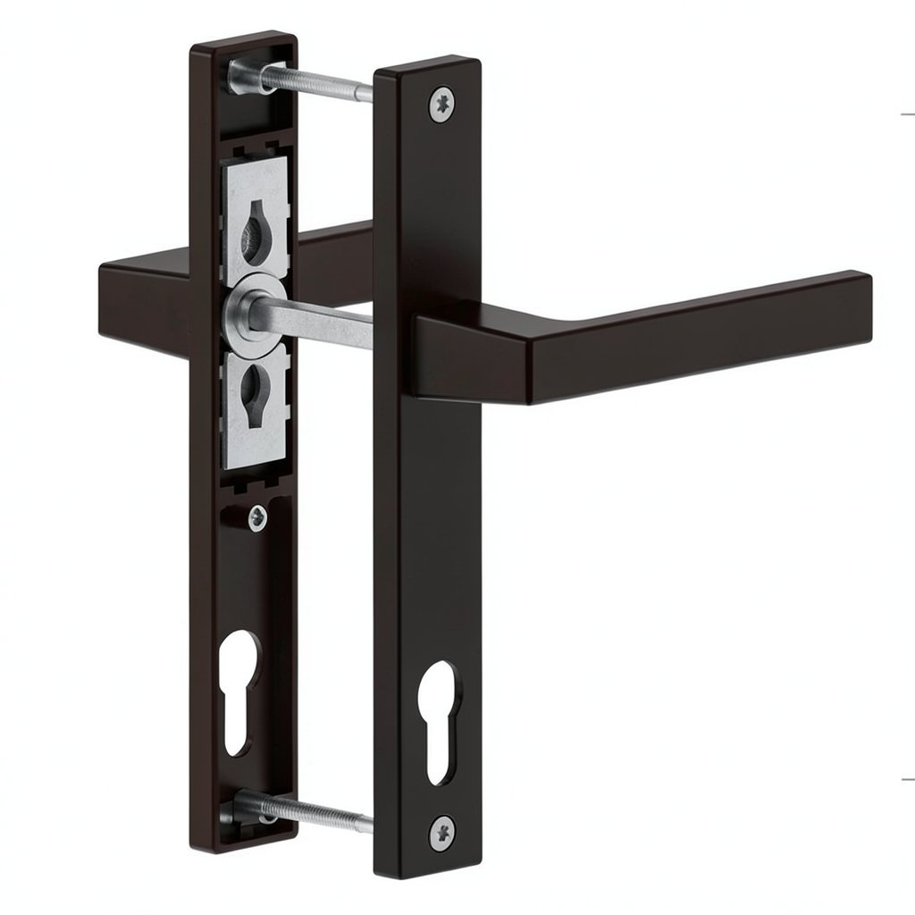 Maner usa PVC cu sild, aluminiu, maro RAL 8022, 92 mm