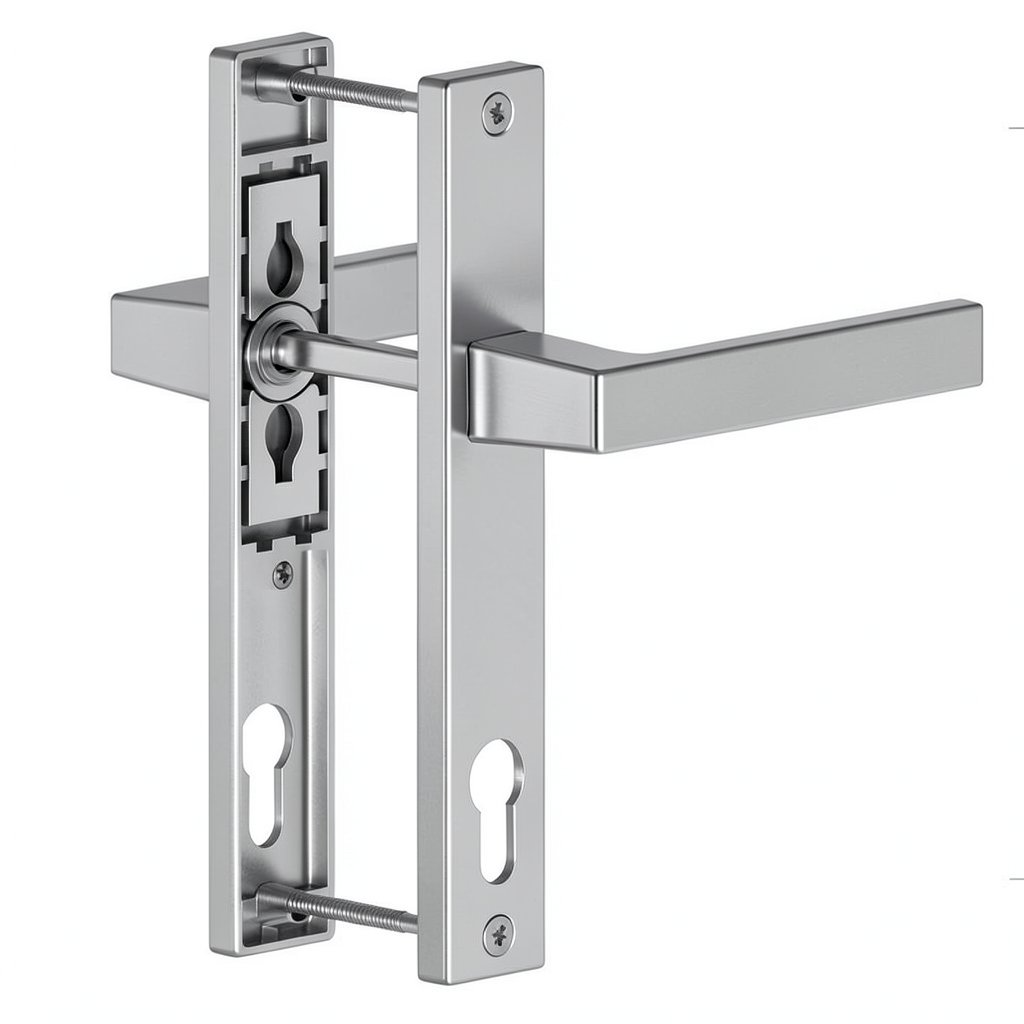Maner usa PVC cu sild, aluminiu, argintiu, 92 mm