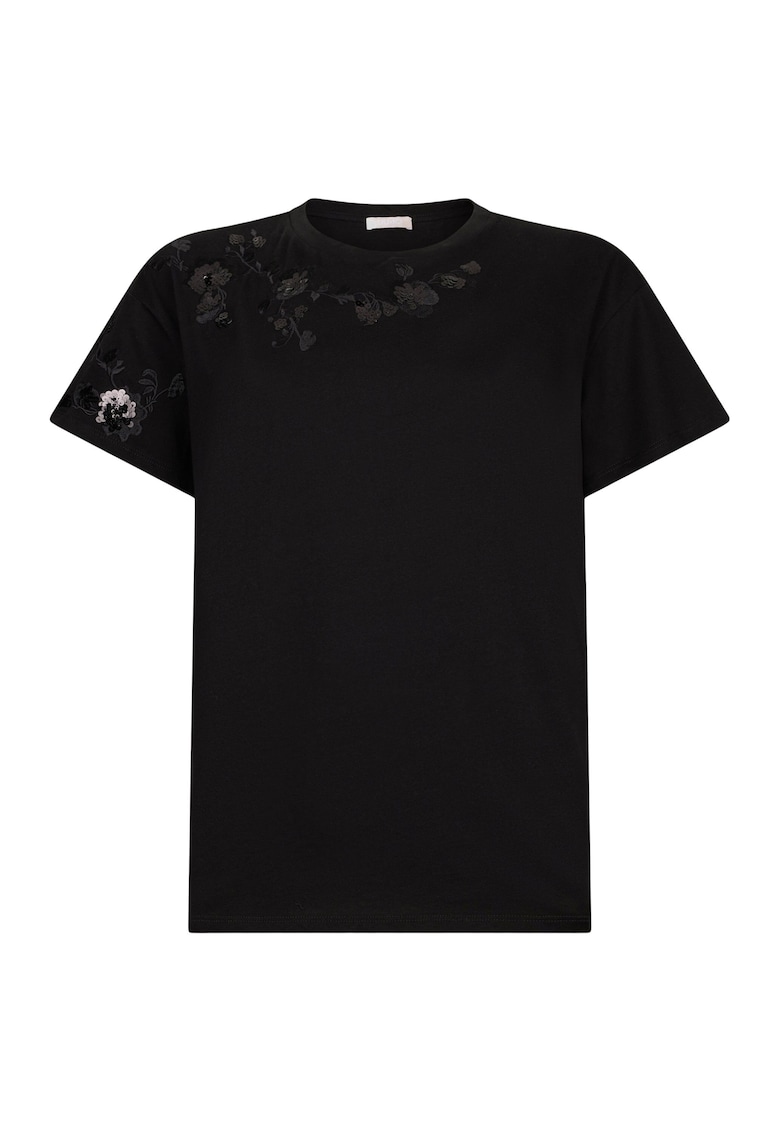 Tricou brodat cu paiete - Negru
