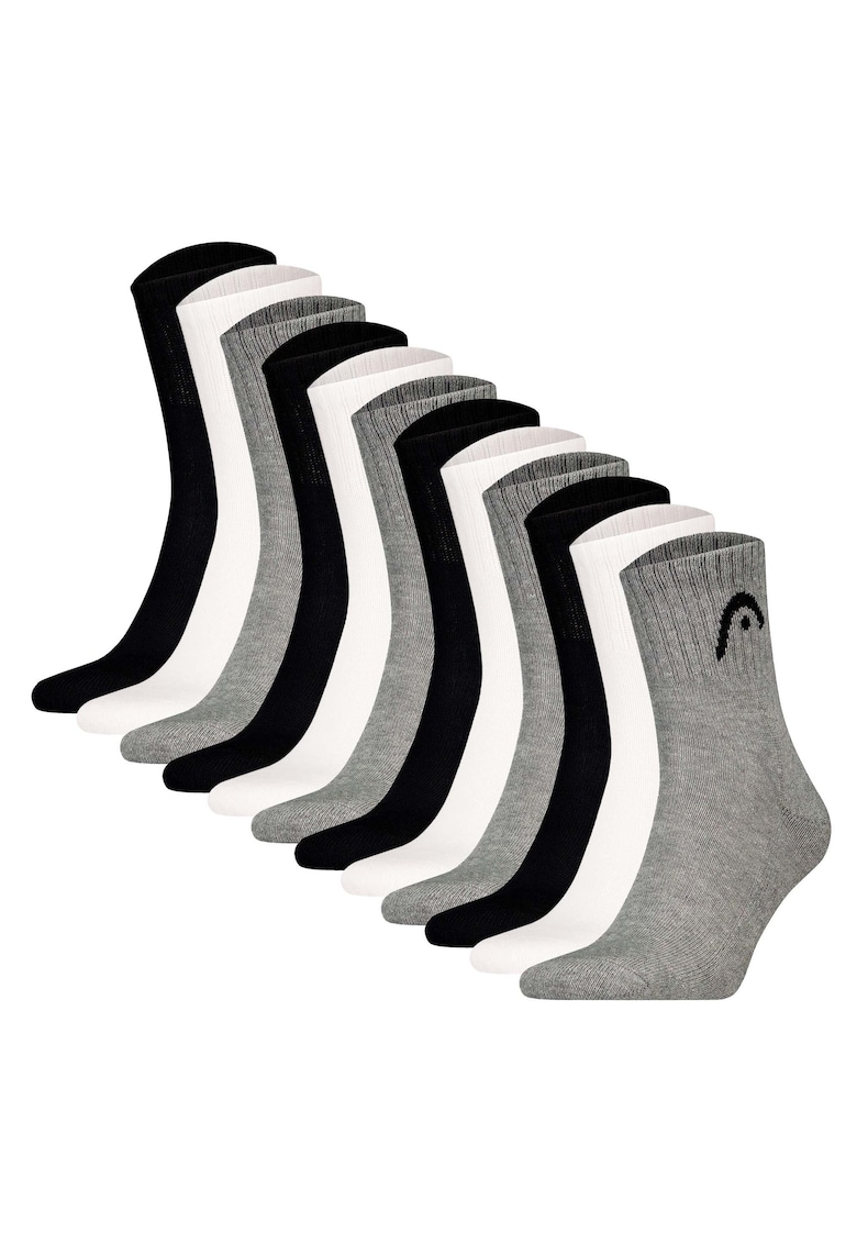 Set de 12 perechi de sosete scurte unisex All Sports - Alb/Negru/Gri