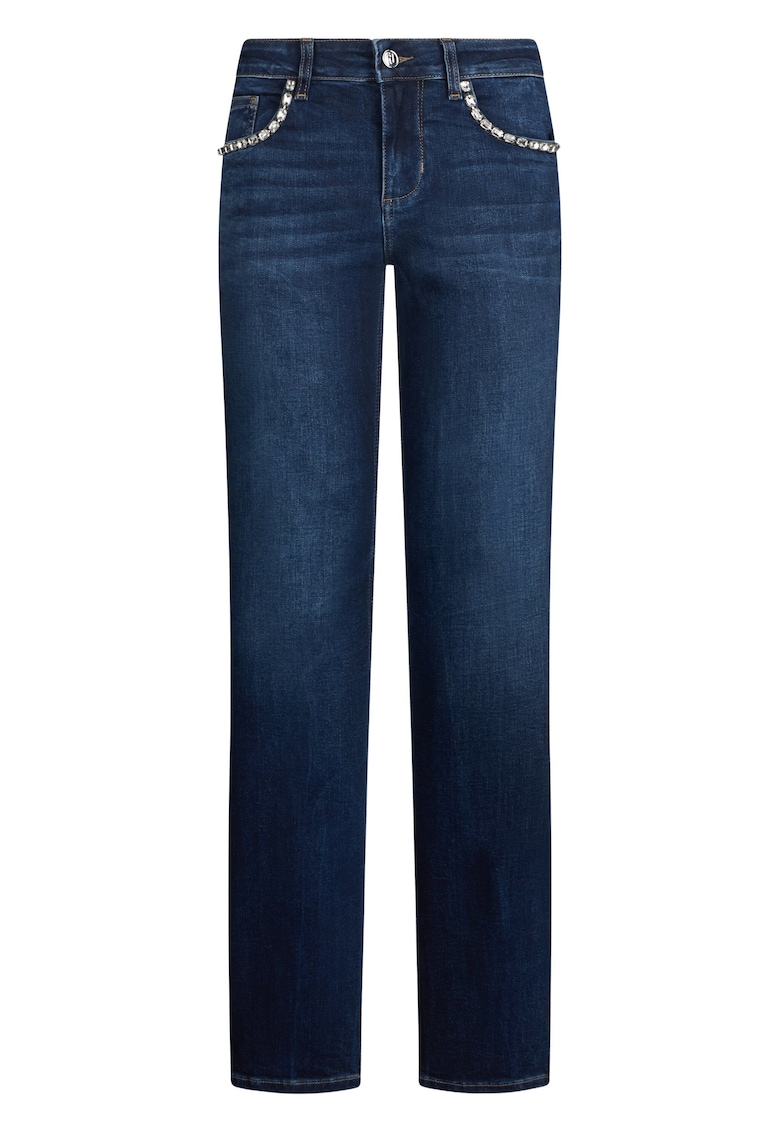 Blugi slim-fit cu strasuri - Albastru inchis