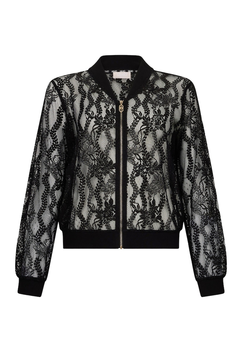 Cardigan bomber de dantela - Negru