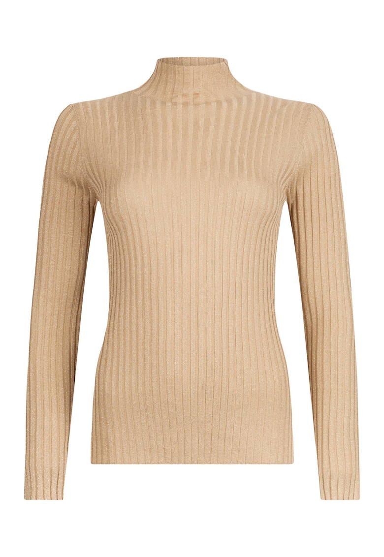 Pulover slim fit cu guler mediu - Bej