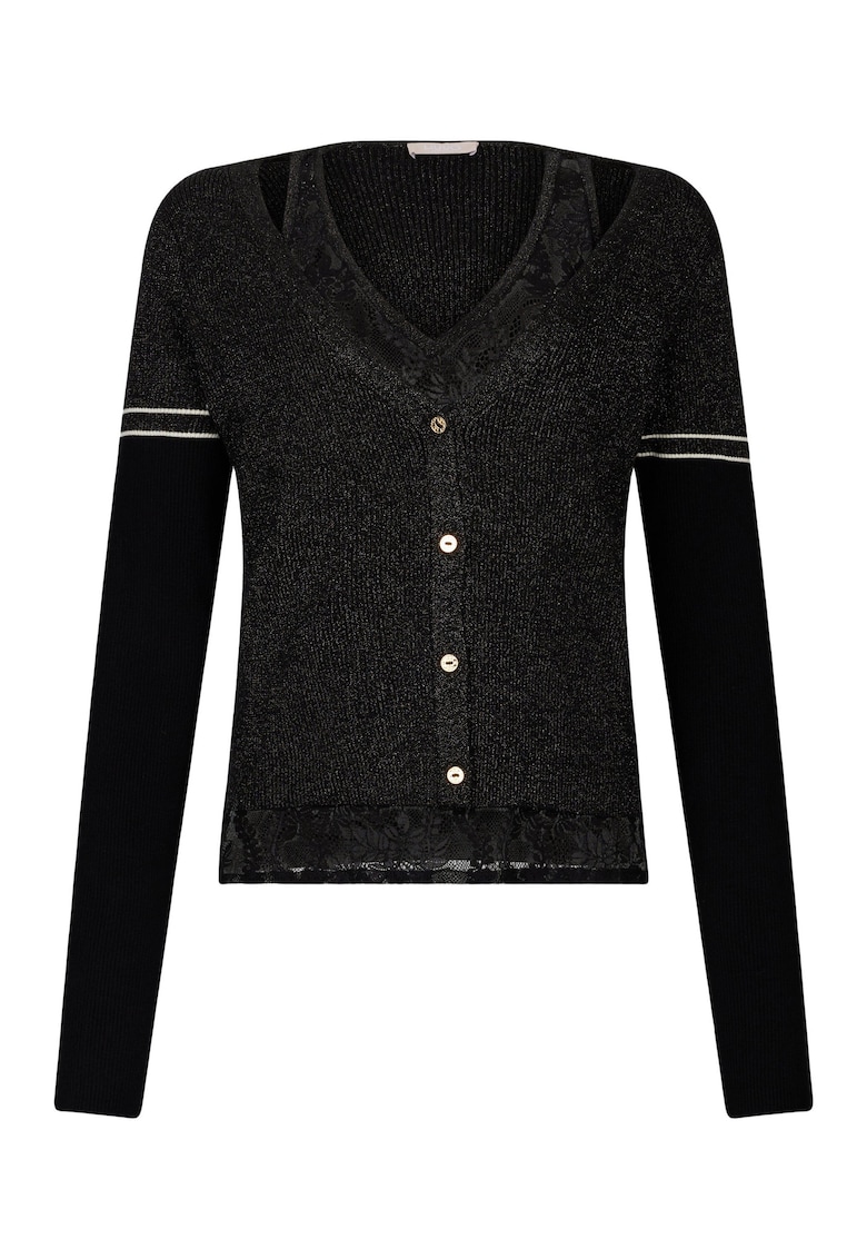 Cardigan cu model 2 in 1 - Negru