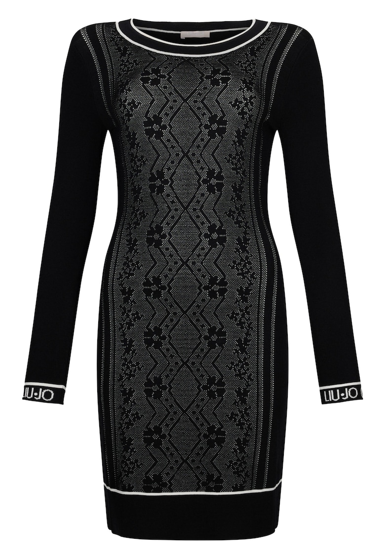Rochie din tricou cu decolteu rotund - Negru