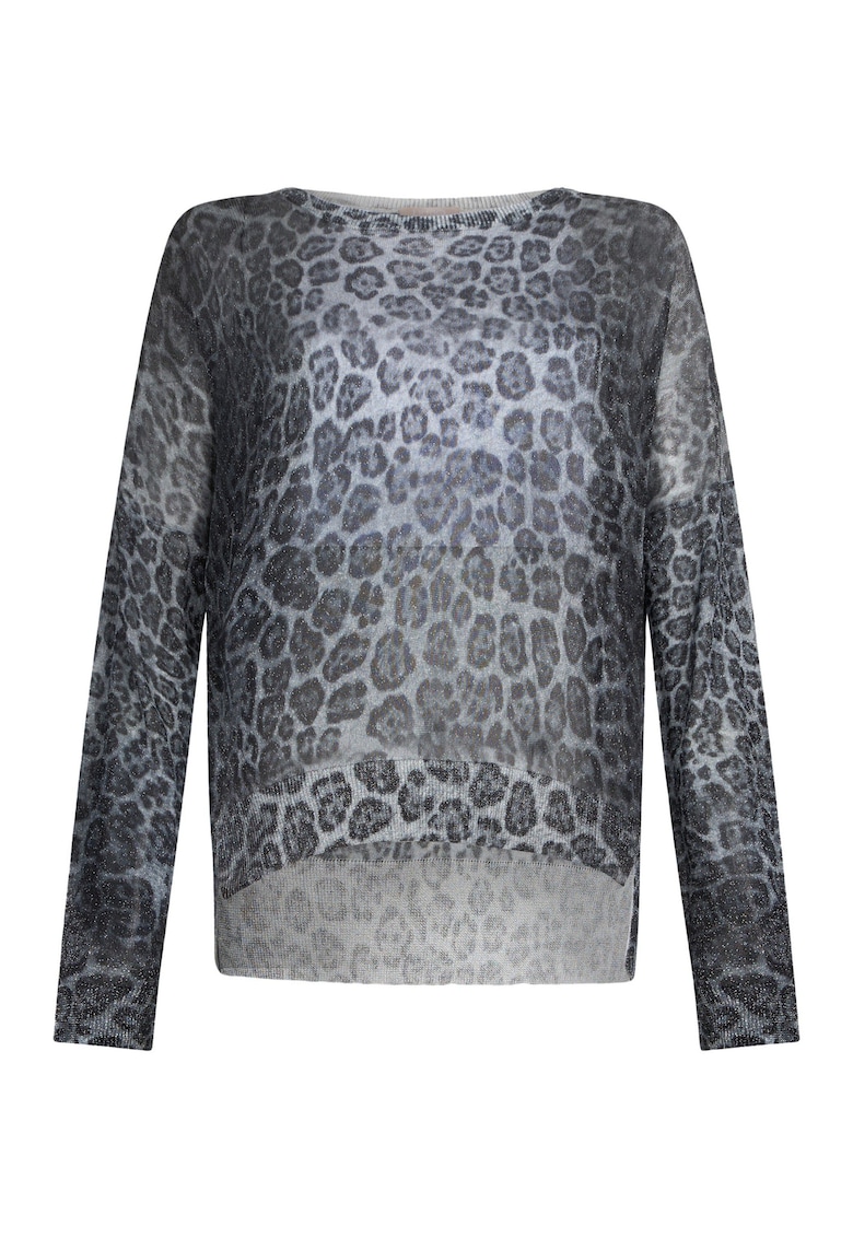 Pulover din lurex cu model - Gri deschis/Gri inchis