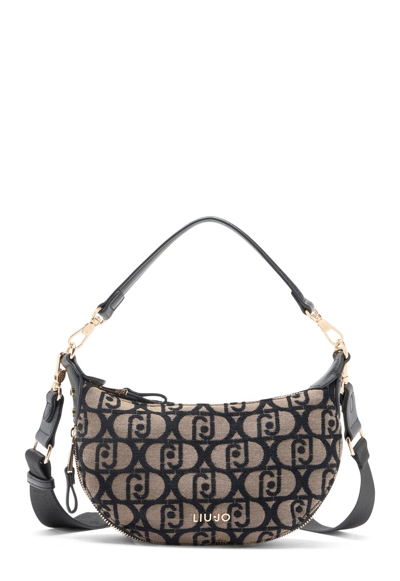 Geanta crossbody cu model logo - Negru/Bej