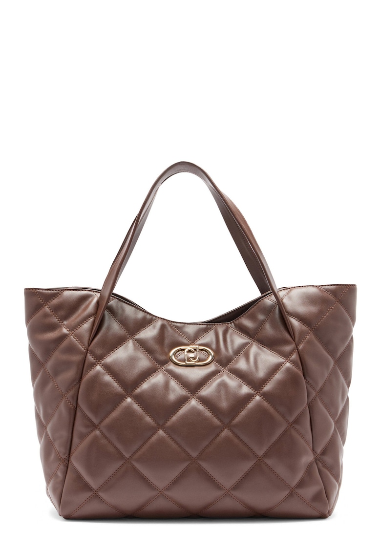 Geanta shopper matlasata - Maro/Bej