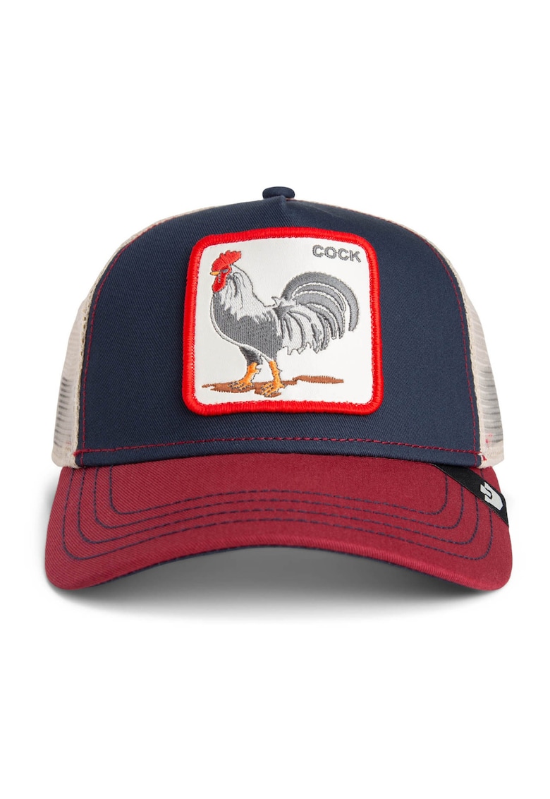 Sapca trucker unisex cu aplicatie frontala - Rosu/Bleumarin