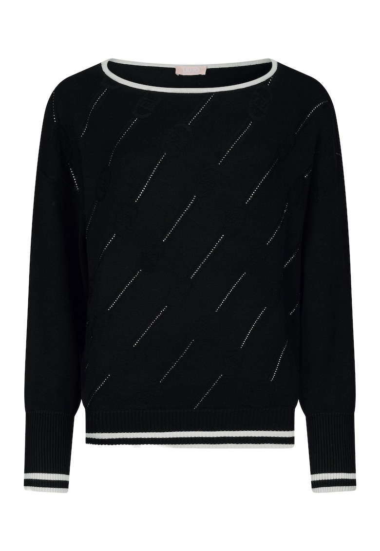 Pulover cu decolteu barcuta - Negru