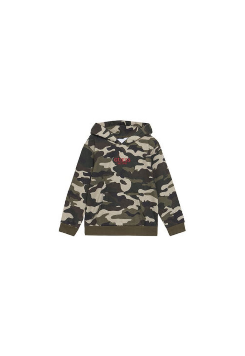 Hanorac din bumbac cu model camuflaj si logo